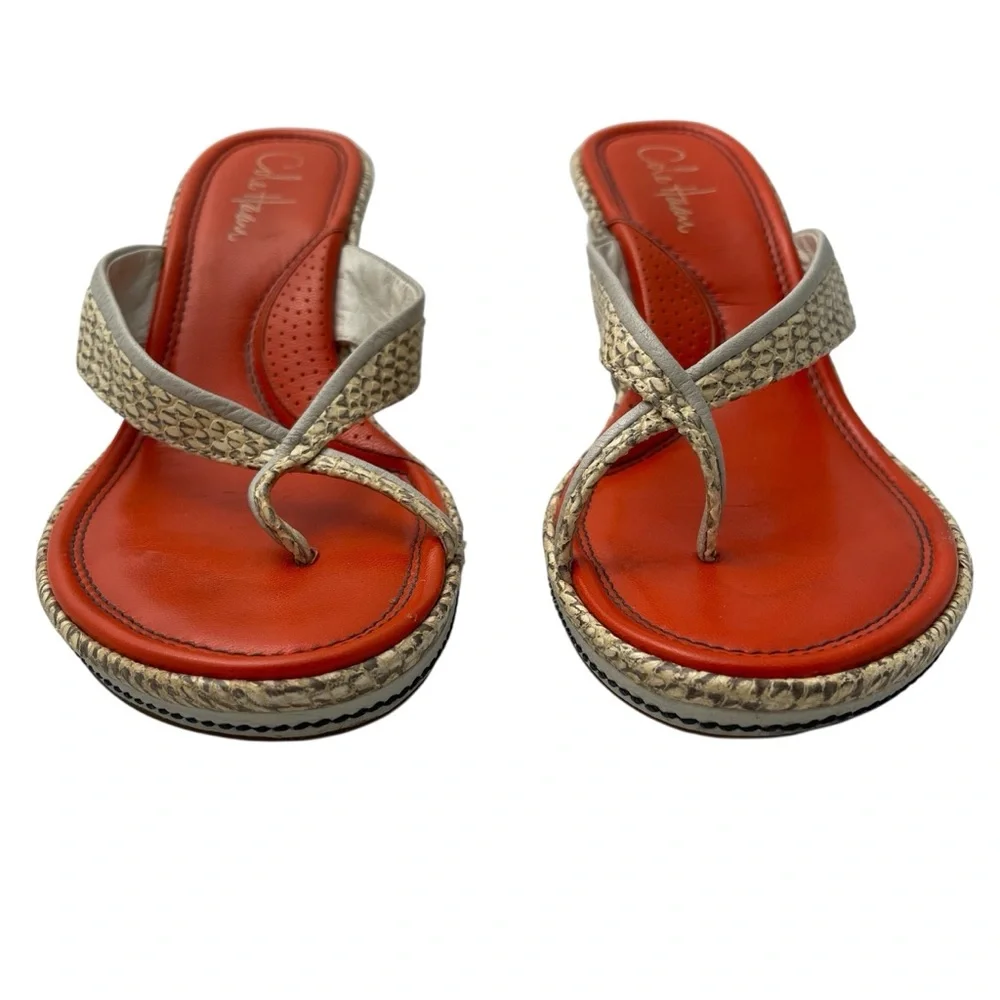 Cole Haan Women's Vibrant Orange and Tan Wedges - Picture 2 of 11